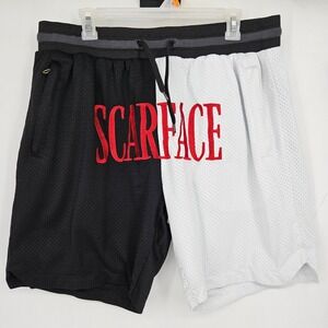 Scarface X Shoe Palace Shorts Mens XL White Black Mesh Embroidered Zip Pockets